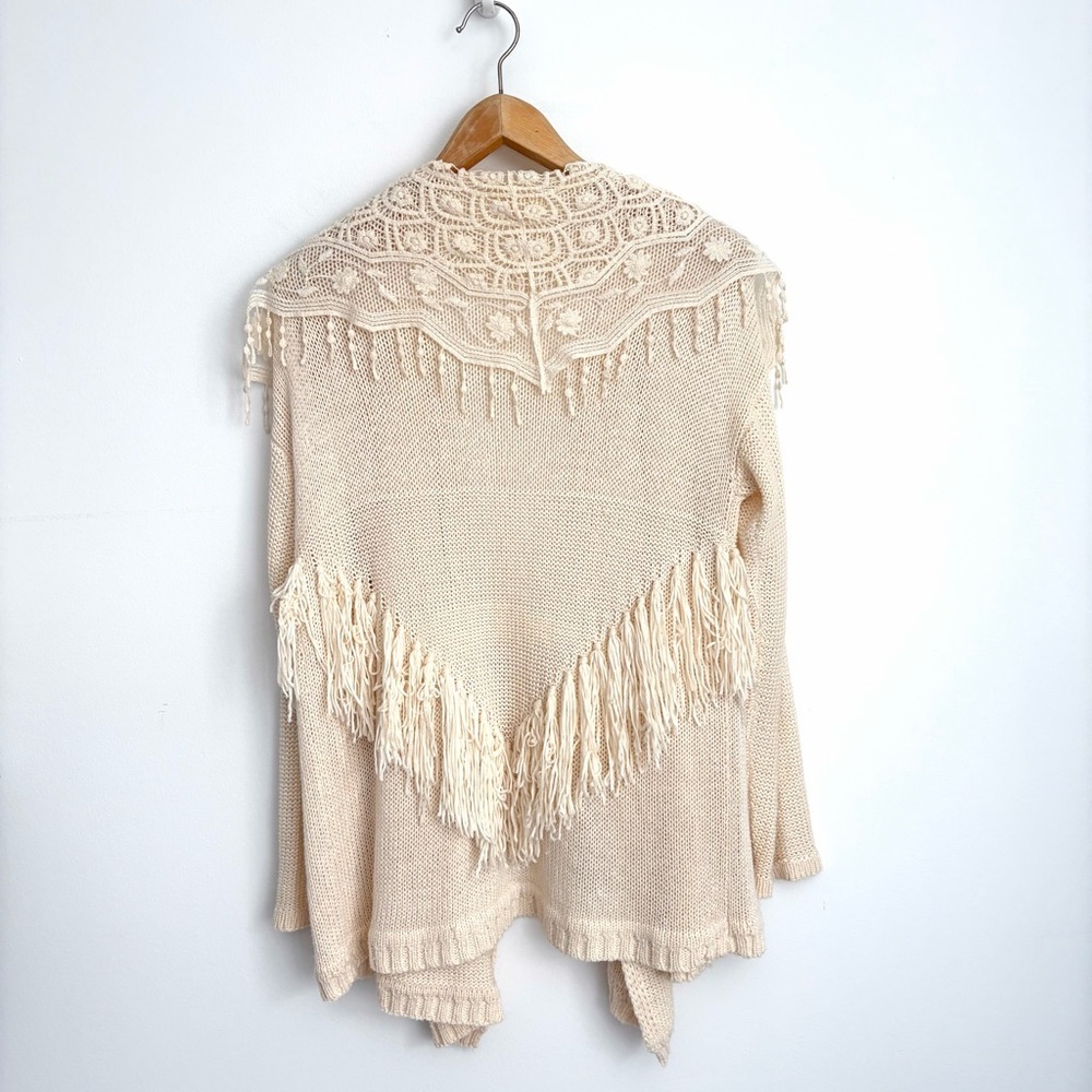 Lace Prairiecore Crochet Fringe Cardigan - Size L - Picture 2 of 9